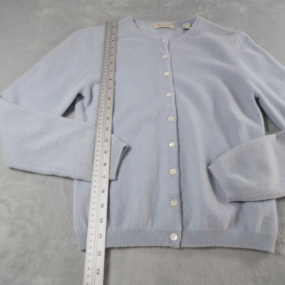 Lord & Taylor 2 Ply Cashmere Cardigan Sweater Womens M Blue Luxury Vintage 90s - Picture 7 of 12
